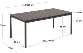 Záhradný rozkladací stôl tana 140 (200) x 90 cm čierny MUZZA