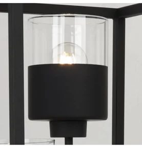 Stojacia lampa Roma Cage, 3x čierne/transparetné sklenené tienidlo v kovovom ráme