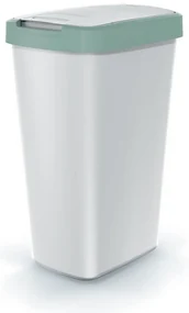Odpadkový kôš s farebným vekom, 45 l, zelená / sivá