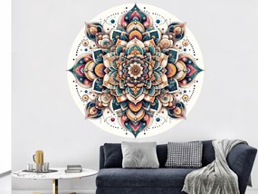 Úžasná mandala textilní prelepiteľná nálepka na stenu hárok 45 x 45 cm