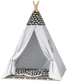 Detský stan Tipi obláčiky čierny/sivý