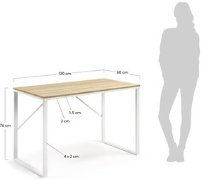 Biely písací stôl s doskou v drevenom dekore Kave Home Lisbet