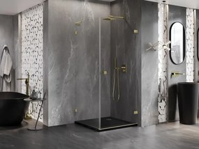 Mexen Lunar-B L, 1-krídlový sprchový kút, pravý, 90 x 90 cm, 8mm číre sklo, zlatý matný profil, 832L-090-090-55-00-P