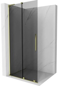 Mexen Velar L, posuvná sprchová zástena Walk-in 100 x 200 cm, 8mm šedé sklo, zlatá lesklá, 871-100-003-43-50