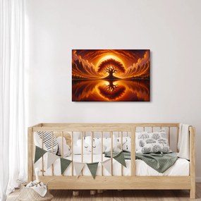 Obraz – Strom v krvavom slnku (90x60 cm)