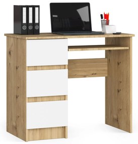 Psací stůl A-6 90cm dub artisan/bílý levý