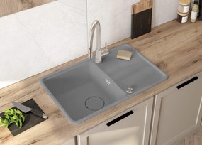 Deante Momi, 1-komorový granitový drez 780x500x230 mm, šedá metalíza, DEA-ZKM_S113