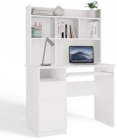 Písací stôl s nadstavbou PORTO ľavý matná biela