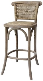 Prírodná drevená barová stolička s ratanovým výpletom Old French chair - 43*51*103 cm