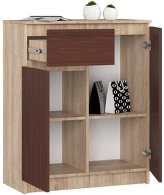 Komoda Kiara 80 cm 2 skrinky a 1 zásuvka dub sonoma/wenge