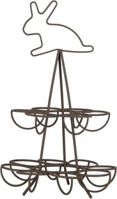 Hnedý kovový stojan na vajíčka s králikom - Ø 17*28 cm