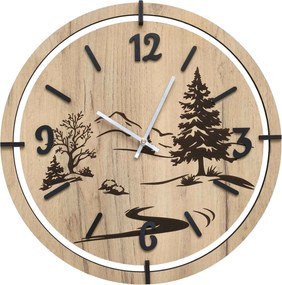 Moderné nástenné hodiny s gravírovaním Lesa | LEDNIC: HDF - Javor 30 cm 4800-115386 HDF0700-ruky-silver
