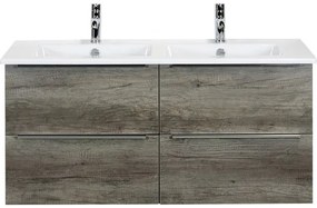 Kúpeľňový nábytkový set Pulse 120 cm s keramickým dvojitým umývadlom 4 zásuvkami dub Nebraska