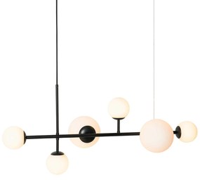 Moderné závesné svietidlo čierne s matným sklom 6-žiarovkové - Monaco