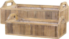 2ks hnedý antik drevený box / podnos s ušami Unit - 48*28*18/ 43*23*15 cm