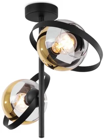Stropné svietidlo Asturia Ring, 2x zlaté/transparentné sklenené tienidlo, B