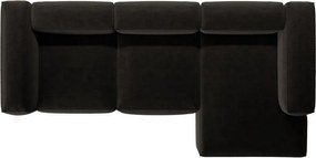 Čierna rohová pohovka (pravý roh/s leňoškou) Bergamo – Cosmopolitan Design