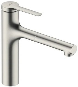 Drezová batéria Hansgrohe Zesis s vyťahovacou spŕškou, 2 prúdy nerez 74804800