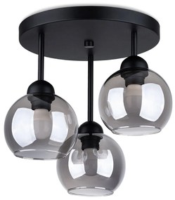 Stropné svietidlo Alino, 3x grafitové sklenené tienidlo