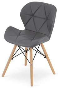 Set troch jedálenských stoličiek LAGO ekokoža sivá (hnedé nohy) (3ks)