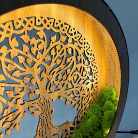 Strom života LED lampa z dreva a machu | ZIVENA: HDF - Orech 20 cm 4785-115180 LED0610