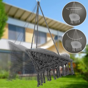 Detex Závesné kreslo BOHO s vankúšmi, Ø61cm, antracitová