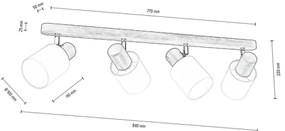 Spot-Light DO2248456 - Stropné bodové svietidlo TRENDY 4xE27/15W/230V borovica