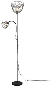 Čierna stojacia lampa s kovovým tienidlom (výška 180 cm) Haval – Trio