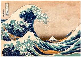 Samolepiaca fototapeta - Hokusai: Veľká vlna za Kanagawou (reprodukcia) 343x245