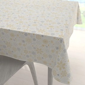 Biante Saténový štvorcový obrus LUP-505 Zlato-strieborné vločky na bielom 100x100 cm