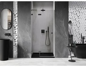 Mexen, Mexen Lunar L výklopné sprchové dvere ľavé 85 cm, priehľadné, pištoľovo sivá kartáčovaná - 834L-085-000-66-00-L