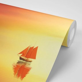 Samolepiaca fototapeta oranžová plachetnica - 150x100