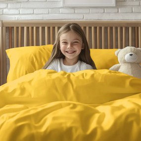 Detské bavlnené posteľné obliečky do postieľky Moni MO-069 Žlté Do postieľky 90x140 a 50x70 cm