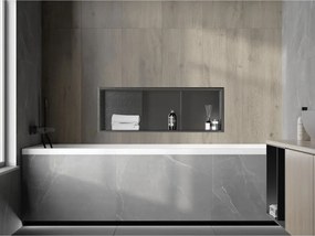 Mexen X-Wall-R, polica na zapustenie s prírubou  90 x 30 cm, grafitová matná - 19E0903010S