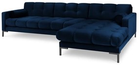 Tmavomodrá zamatová rohová pohovka Cosmopolitan Design Bali, pravý roh