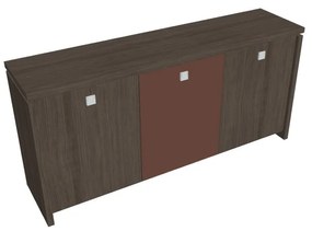Nízka skriňa Verno 188 x 46 x 90 cm, kombinované dvere, dub antracit / hnedá