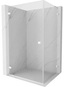 Mexen Lunar-B L, sklápací sprchový kút ľavý 95 x 70 cm, 8mm číre sklo, biely profil, 832L-095-070-20-00-L