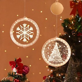 LED svetelná ozdoba na okno SANTA CLAUS II kruhová biela