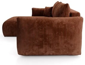 Univerzálna rozkladacia rohová sedacia súprava s úložným priestorom do tvaru L FRIDA, hnedá