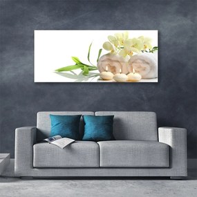 Obraz plexi Kúpele uteráky sviece orchidea 125x50 cm