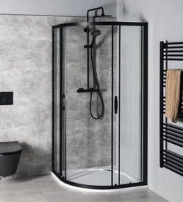 Gelco Gelco, SIGMA SIMPLY BLACK štvrťkruhová sprchová zástena 900x900mm, R550, číre sklo, GS5590B