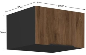 Horná kuchynská skrinka Monzesa 60 NAGU 36 1F (orech okapi + čierna) . Vlastná spoľahlivá doprava až k Vám domov. 1096951