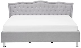 Čalúnená posteľ s úložným priestorom 180x200cm sivá METZ Beliani