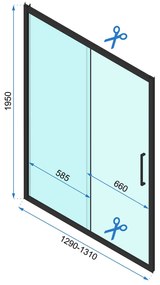 Rea Rapid Slide Wall, 3-stenný sprchovací kút s posuvnými dverami 130 (dvere) x 90 (stena) x 195 cm, 6mm číre sklo, čierny profil, KPL-09884