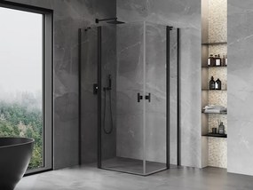 Mexen, Mexen Mist Duo výklopný sprchový kút 115 x 90 cm, priehľadný, čierny - 8A4-115-090-70-00