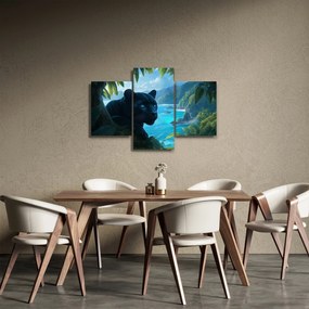 Obraz - Čierny panter v džungli (90x60 cm)