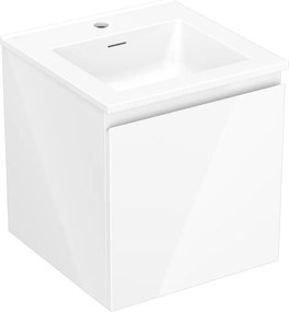 Mexen Orio, kúpeľňová skrinka 45 cm s umývadlom Otis, 1 zásuvka, biela lesklá, 91A10-04547-1-BF00-W18M00