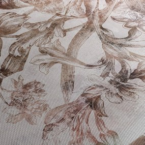 Obraz - Kvetinová freska na tehlovej stene (s hodinami) (90x30 cm)
