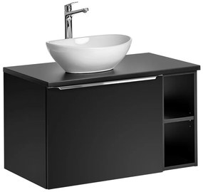 Kúpeľňová skrinka s umývadlom a doskou SANTA FE Black DU80/3 | 80 cm
