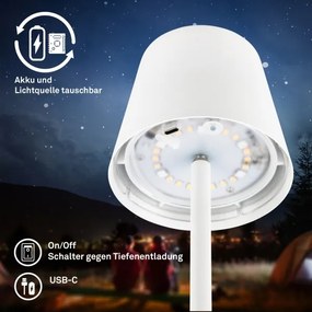 Briloner 7517016 - LED RGB stmievateľná stolová lampa CILANO 3W/5V IP44 2000 mAh biela